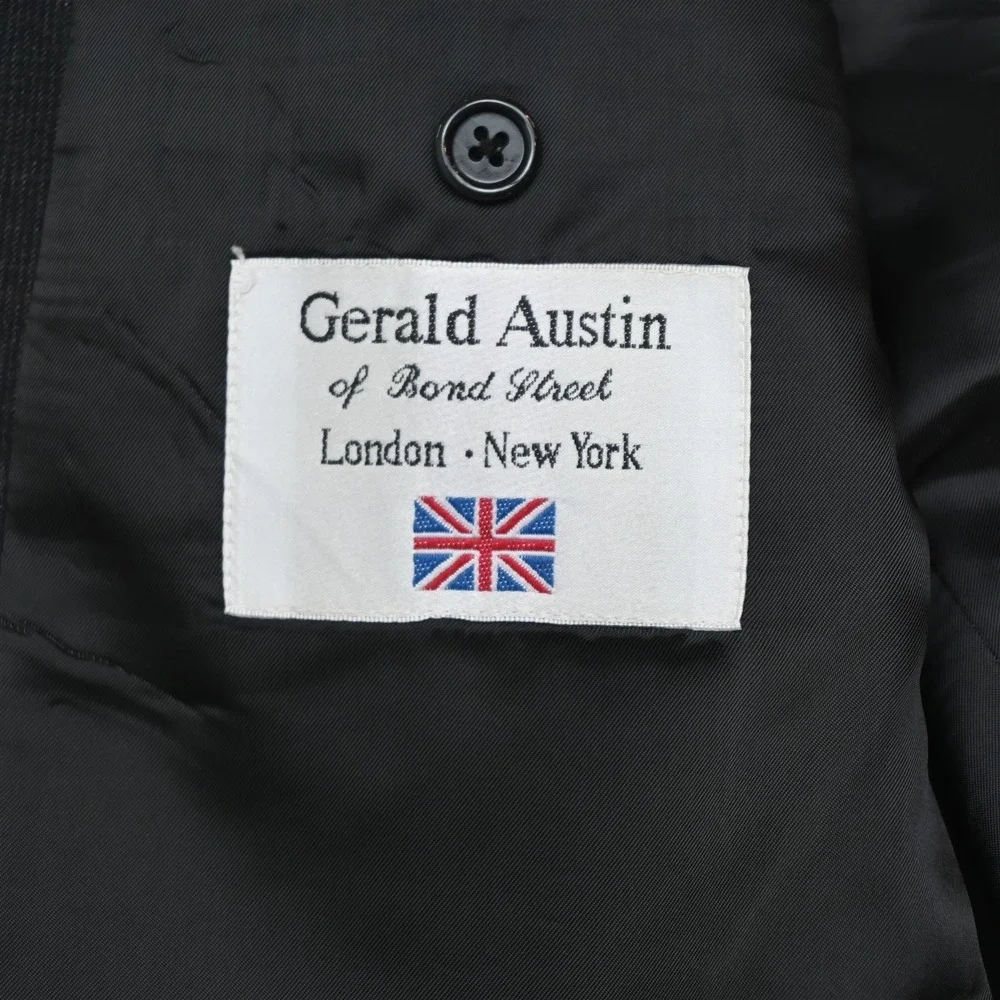 Gerald Austin 43R 36x32 Gray‎ Glenn Check 100% Wool Mens Jacket Pants Suit